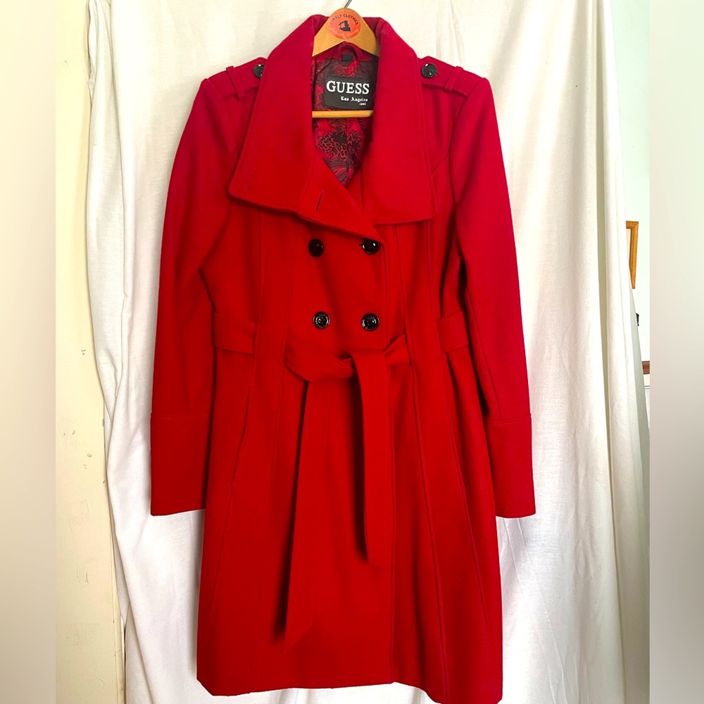 Red Guess pea coat